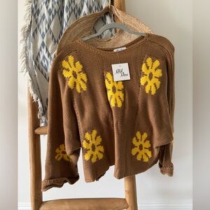 Brown and Yellow Floral Sweater